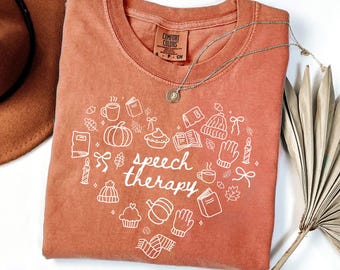 Speech Therapy Shirt Fall Comfort Colors Speech Gift Speech Language Pathologist Tee Halloween SLP T-Shirt Speech Therapist Graduate