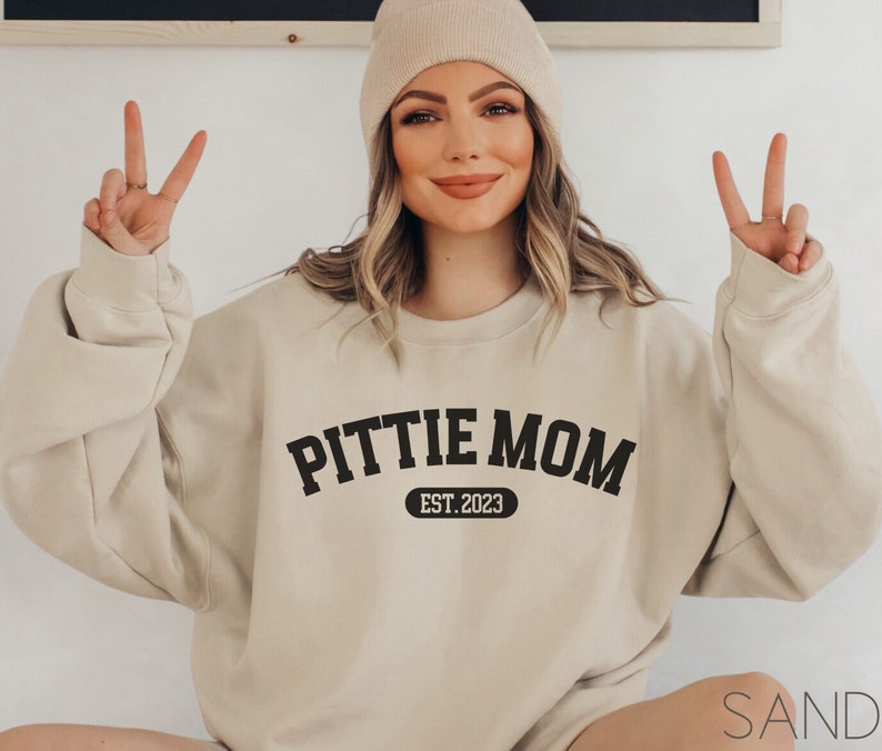 Pittie Mom Sweatshirt Pitbull Crewneck Pitbull Mom Hoodie Personalized Pitbull Gift Custom Pitbull Shirt Cute Pitbull Lover Pullover Pittie image 10