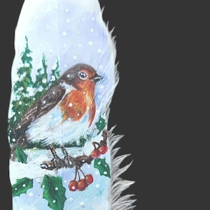 Arte de plumas pintadas con pájaros Micro pintura de pájaros Regalo de Navidad Regalo de vacaciones Sin marco