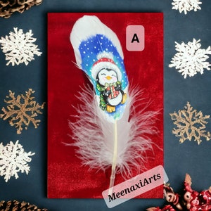 Painted Feather Gift Unique Holiday Present Cute Gift Small Present Mini painting on feather Unframed