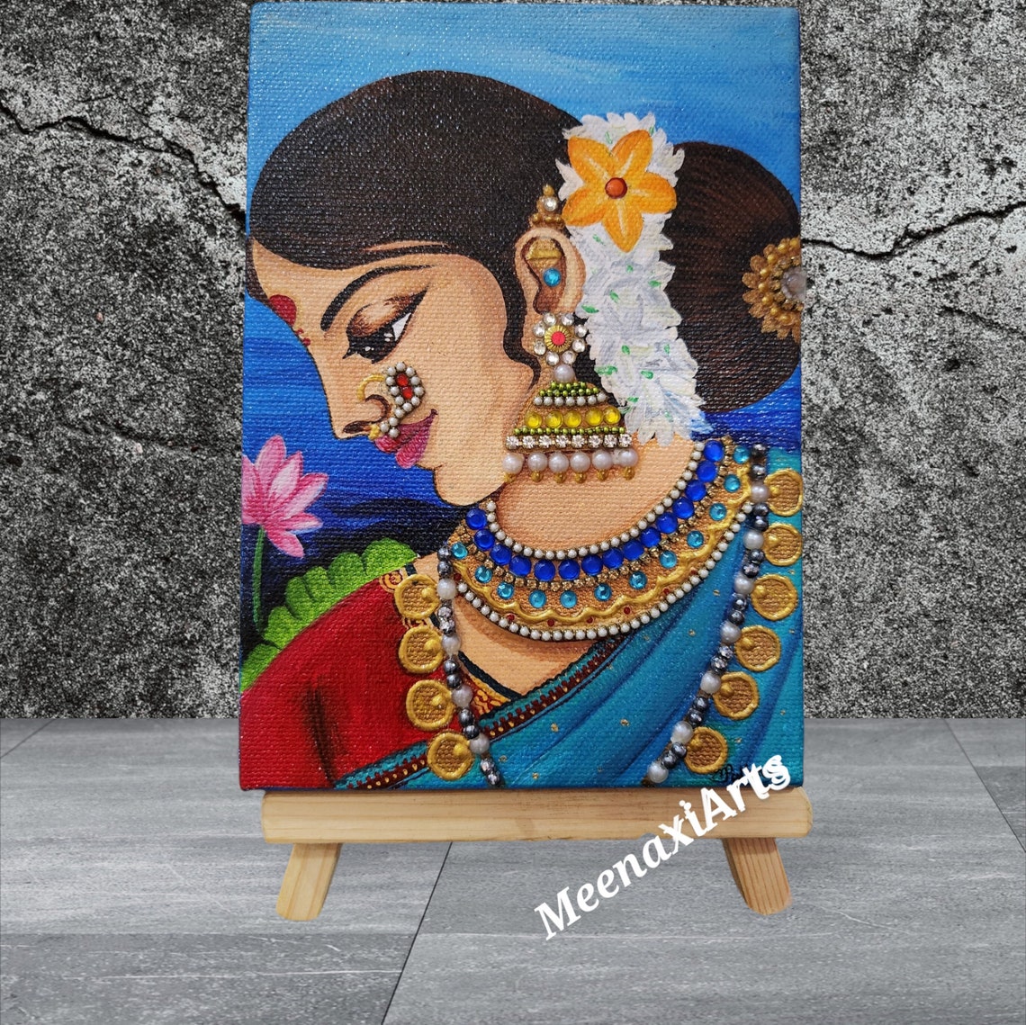 Marathi Lady Acrylic Painting Traditional Indian Art on Small Etsy