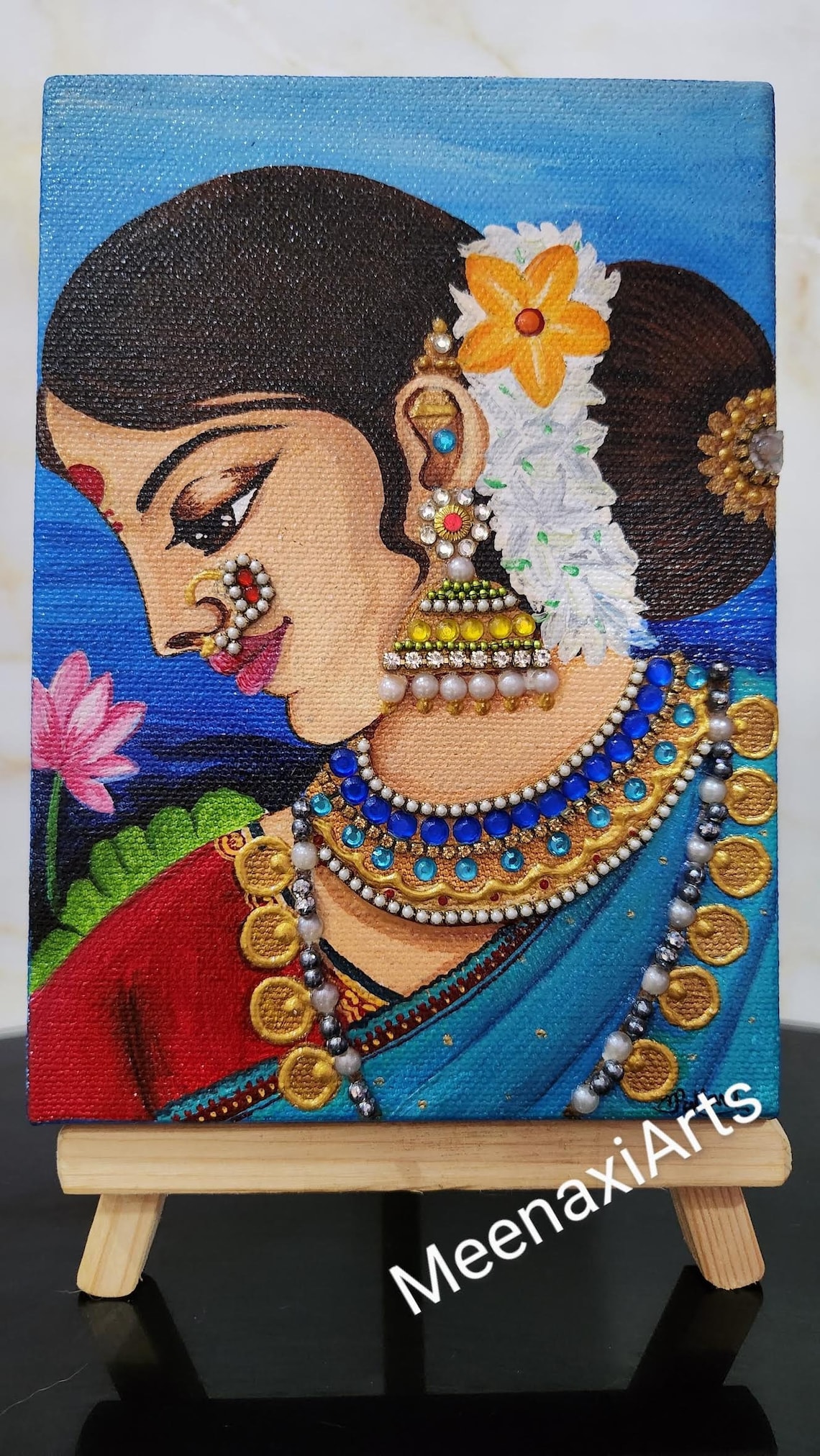 Marathi Lady Acrylic Painting Traditional Indian Art on Small Etsy