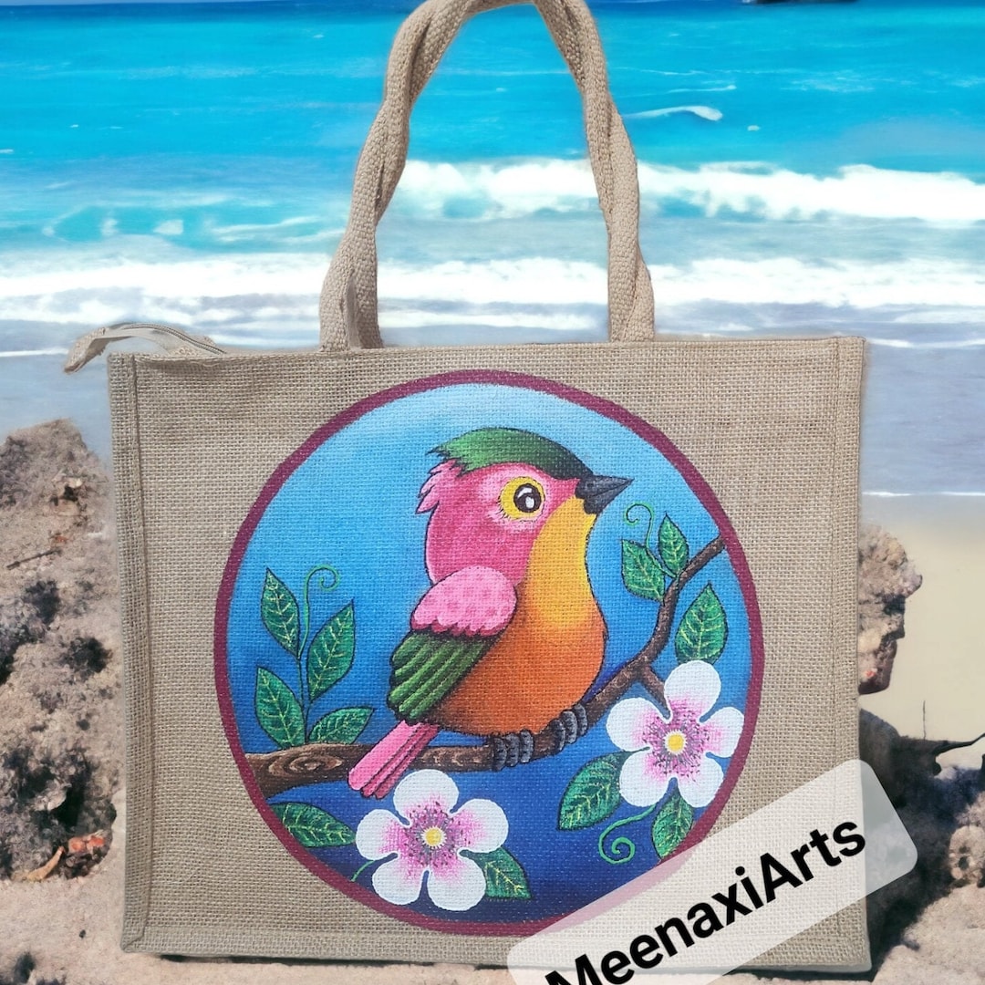 Fabric Painting Ideas Designer Jute Bag Jute Bag With Non-woven