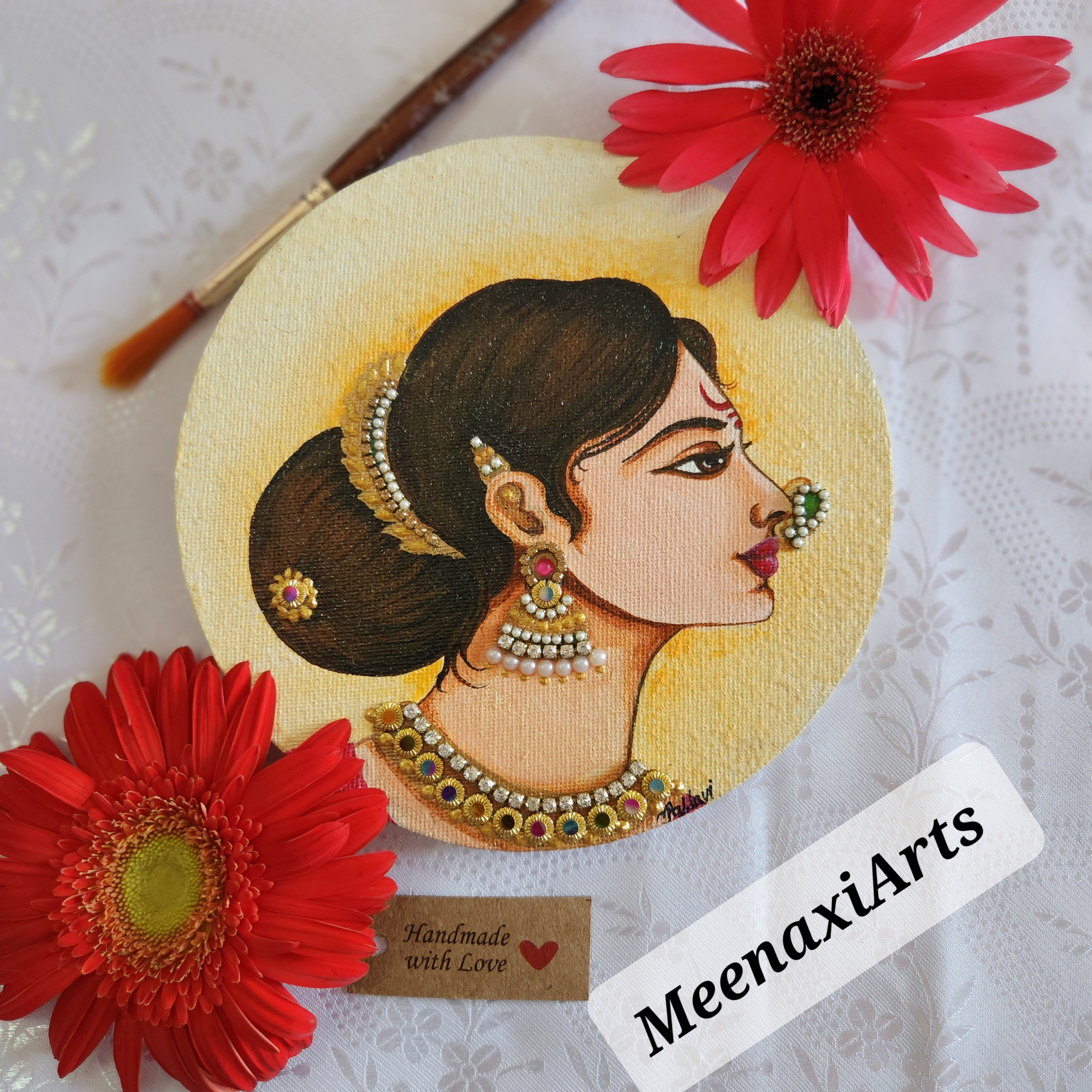 Marathi Lady Acrylic Artistic Painting Exotic Mixed Media on Etsy