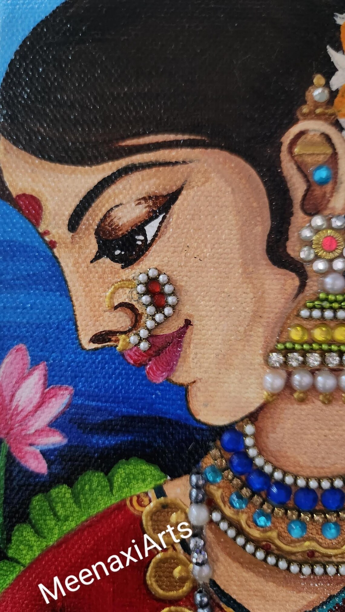 Marathi Lady Acrylic Painting Traditional Indian Art on Small Etsy