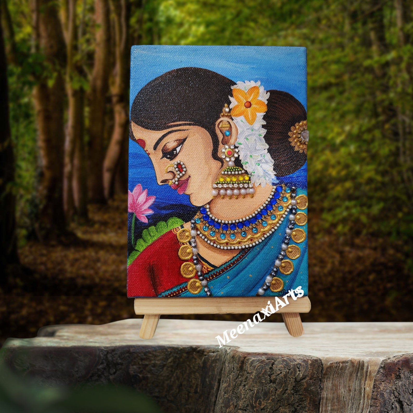 Marathi Lady Acrylic Painting Traditional Indian Art on Small Etsy