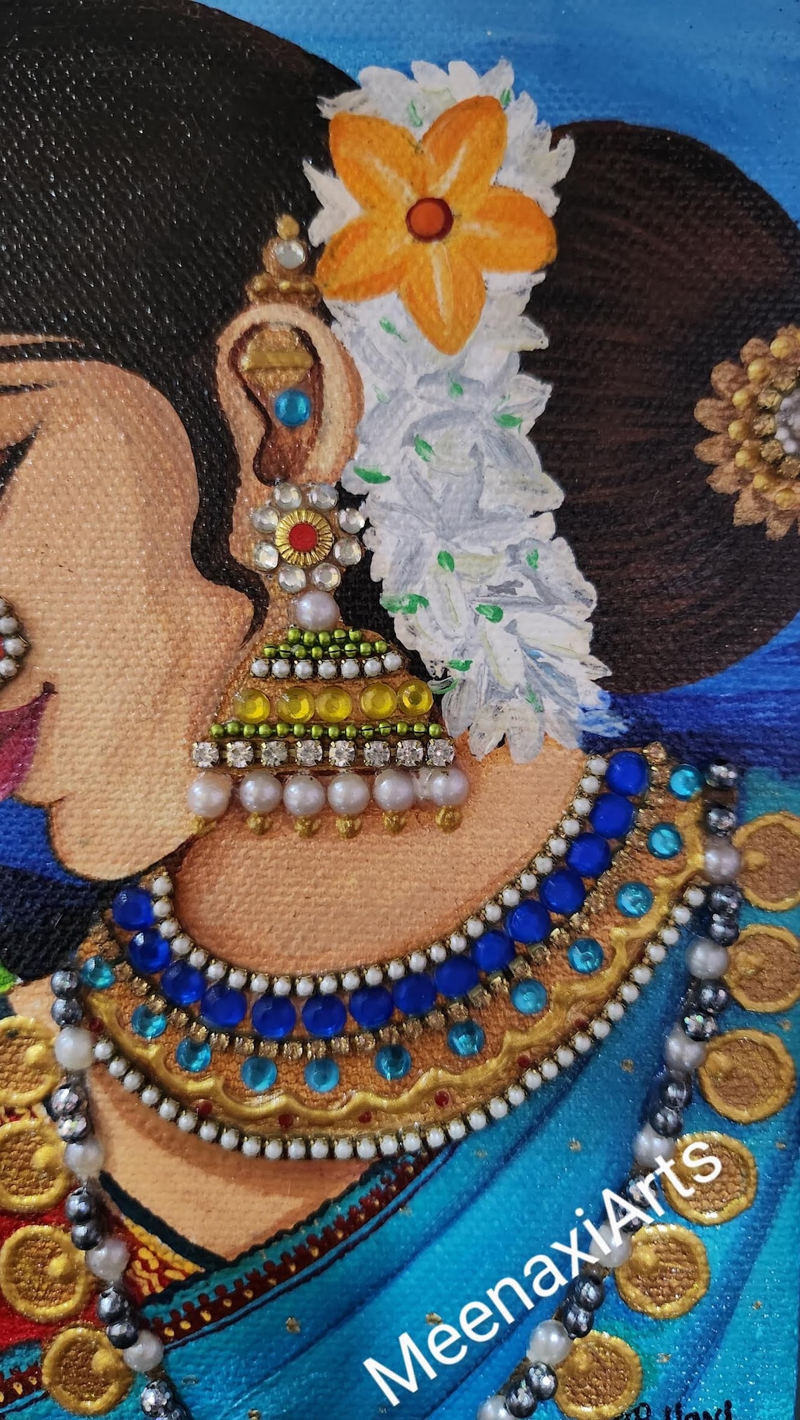 Marathi Lady Acrylic Painting Traditional Indian Art on Small Etsy