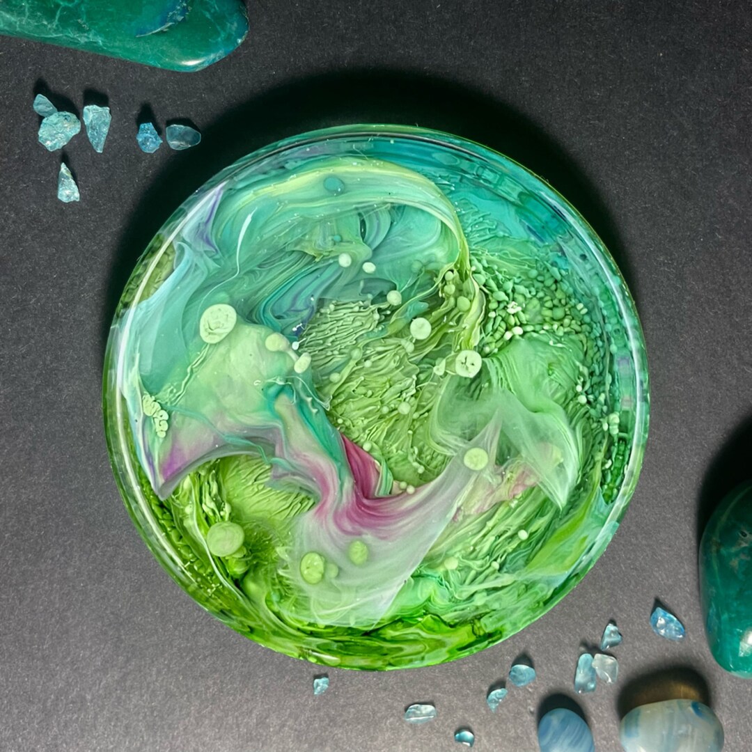 Small Resin Painting Cast in Heavy Glass Etsy