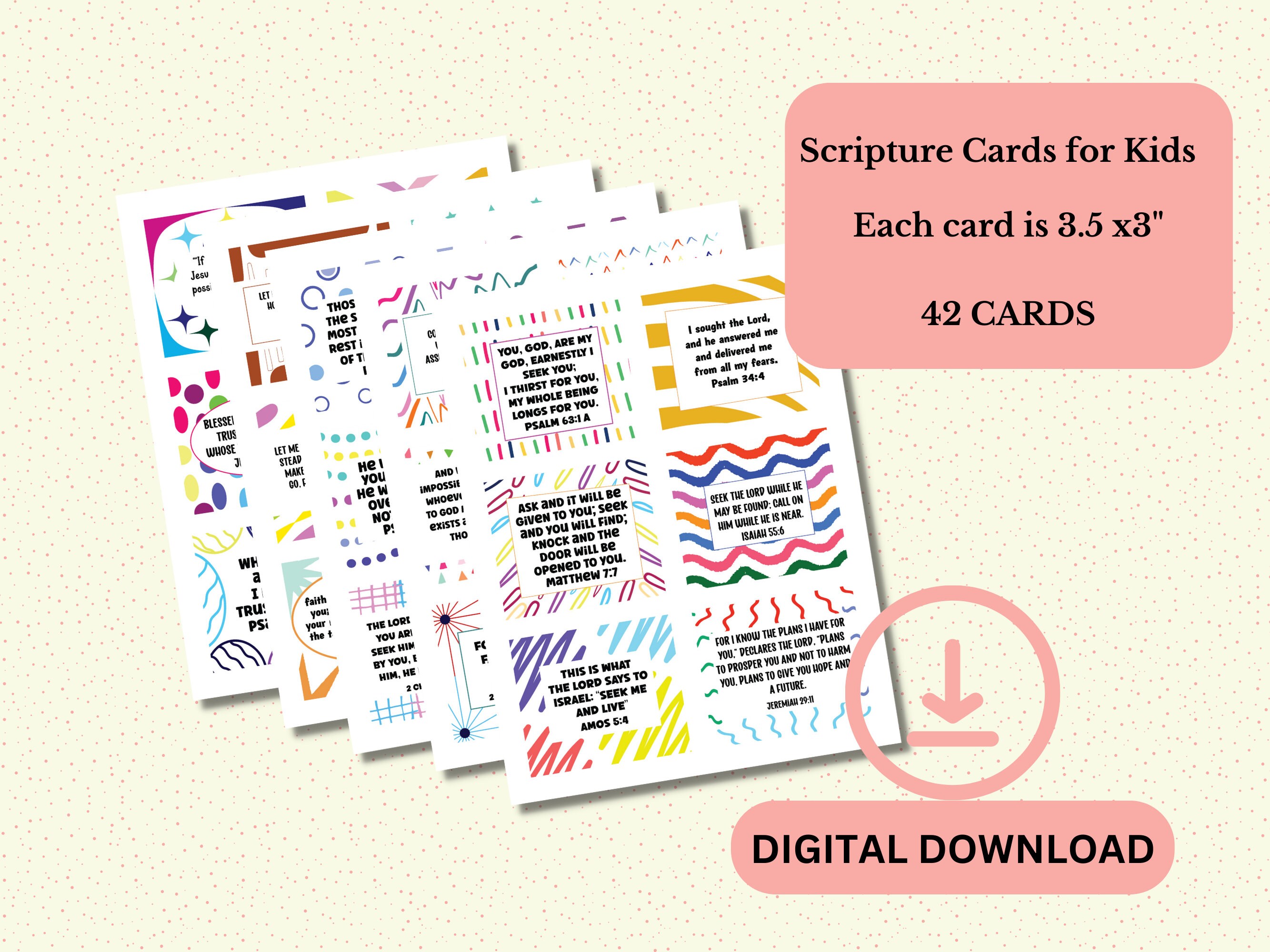 Scripture Cards for Kids : Bible Verse Memory Cards, Lunch Box Notes ...