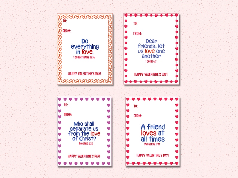 Printable Bible Verse Valentines Scripture Cards For Kids Etsy
