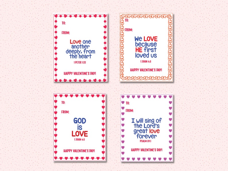 Printable Bible Verse Valentines Scripture Cards For Kids Etsy