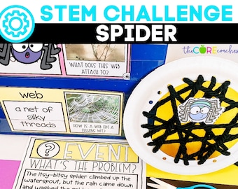 Spider Preschool STEM Challenge, PreK Spider Activity, Experiment