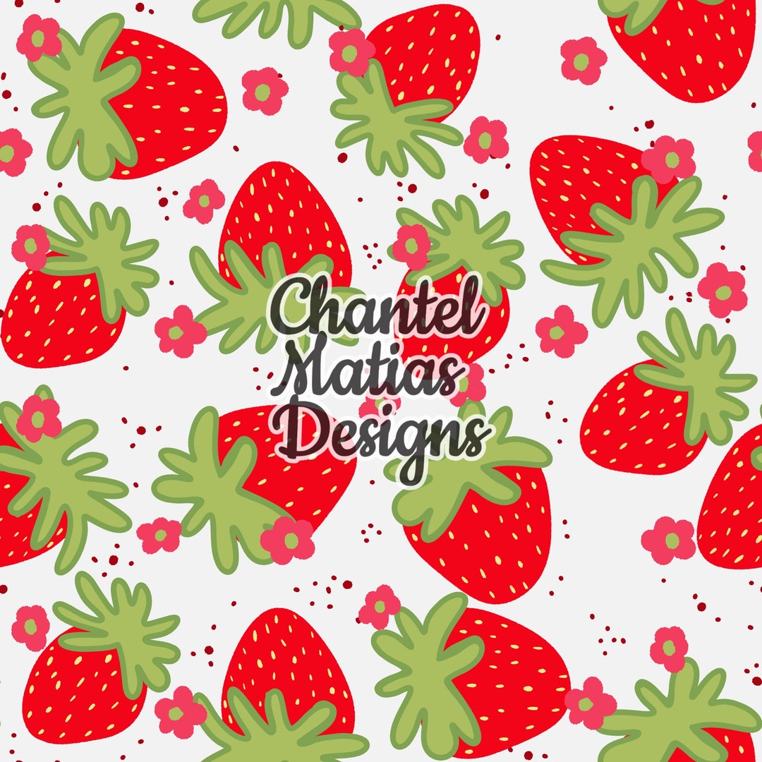Strawberries Seamless Pattern Spring Fabric Floral Print - Etsy
