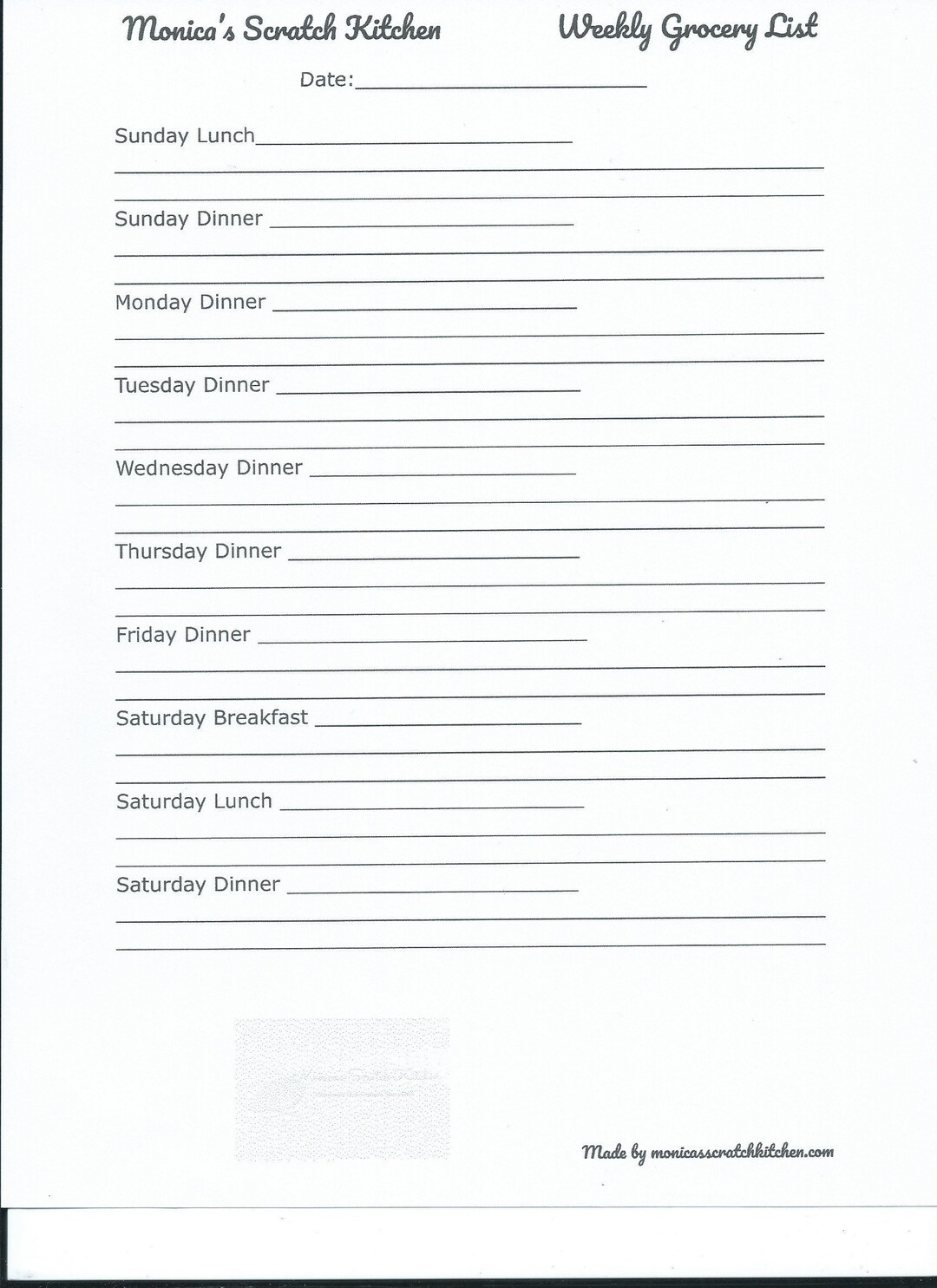 Grocery And Weekly Menu Planner Pdf Printable Etsy