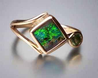 Unique 9k Gold Australian Boulder Opal Ring