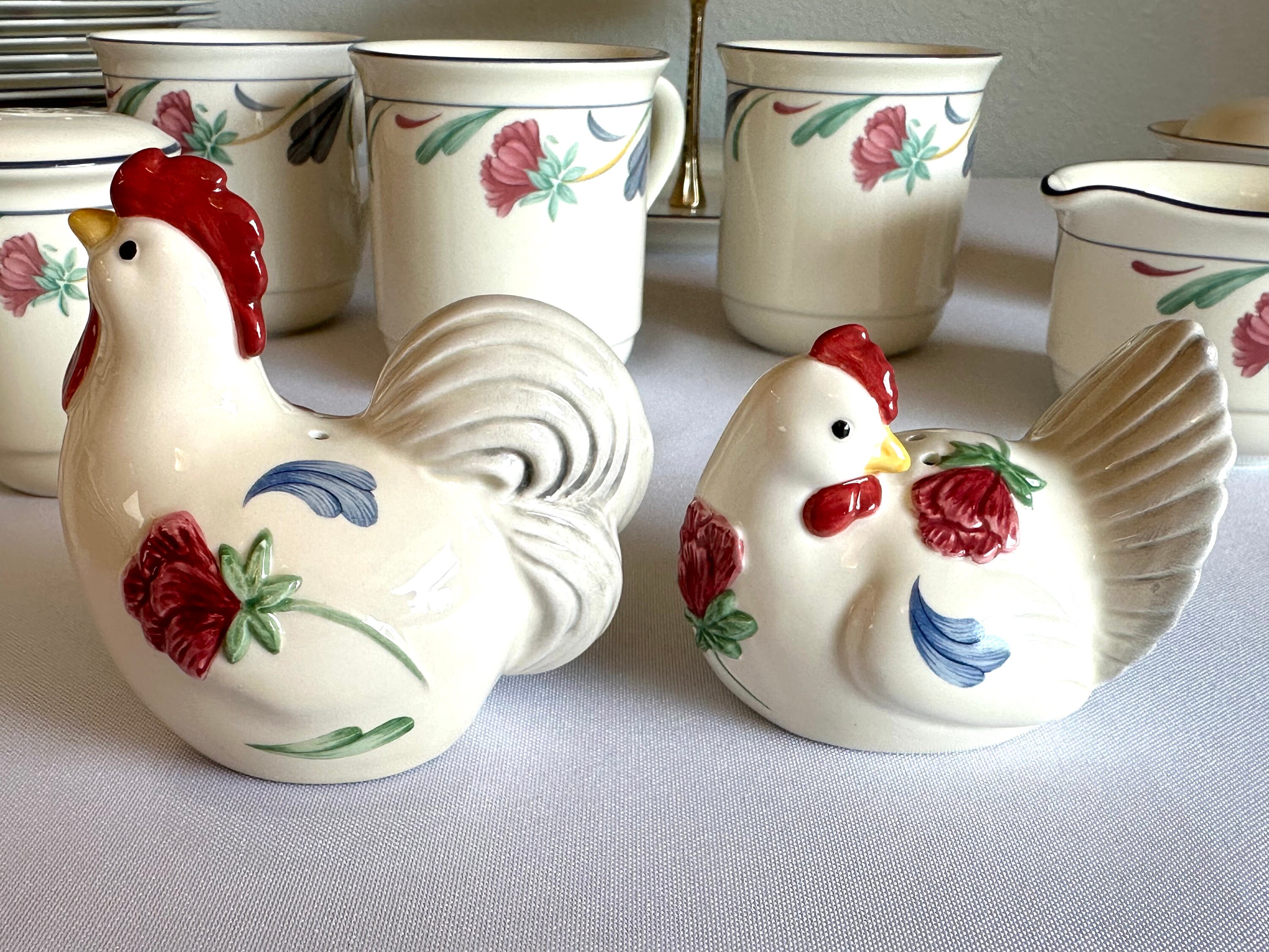 Lenox Poppies On Blue Botanical China Sugar Bowl W/ Lid