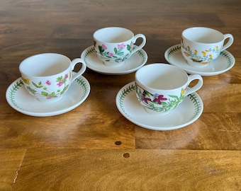 Portmeirion Botanic Garden Tea Cups - Set of 4 with Saucers