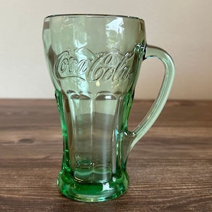One Green Coca-Cola Glass w/handle made by Libbey Glass Company