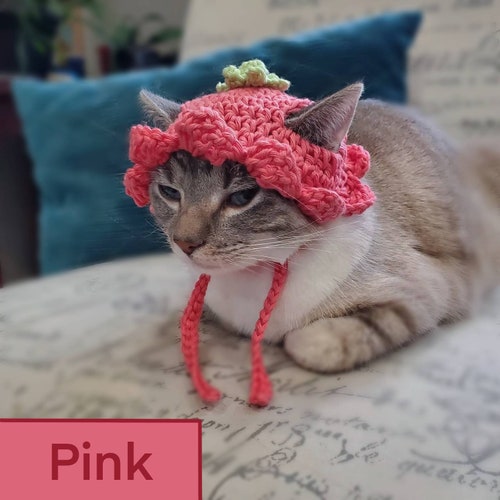 Flower Cat Hat Crochet Hat for Cat or Kitten Cat Gift Etsy