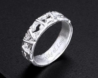 Sterlingzilveren steekring brede band voor heren en dames aangepaste jubileumring