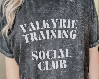 Valkyrie Training Social Club Shirt - ACOTAR Mineral Wash Tee