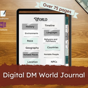 DnD DM Digital Journal For World Building Dungeons and Dragons Dungeon Master Campaign Template Planner Evergreen Edition