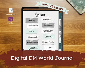 DnD DM Digital Journal For World Building Dungeons and Dragons Dungeon Master Campaign Template Planner Evergreen Edition