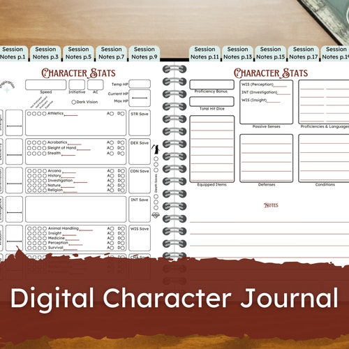 D&amp;D 5e Character Sheet: PDF Printable for Dungeons and - Etsy