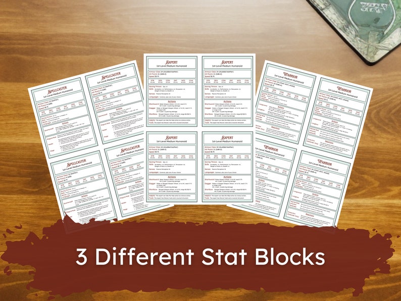 Sidekick Cards for Dnd 5e Roleplaying Game Simple and Clear Design Quick and Easy Npcs Etsy