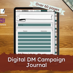 DnD DM Digital Campaign Journal For Planning and Tracking Dungeons and Dragons Adventures Evergreen Edition