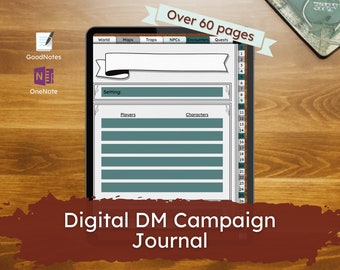 DnD DM Digitales Kampagnen-Journal für die Planung und Nachverfolgung von Dungeons and Dragons Adventures Evergreen Edition