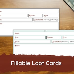 Cartes de butin du MDN à remplir - Donjons & Dragons Téléchargement numérique pour DM - Accessoires Dungeon Master