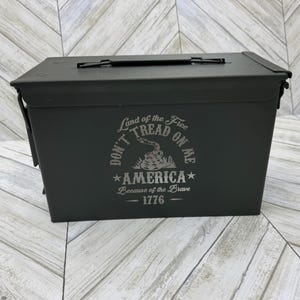 Land Of The Free Ammo Box Freedom Fathers Day Gift Custom Ammo Box Groomsmen Gifts America .50 Caliber .30 Caliber Engraved Ammo Storage Box