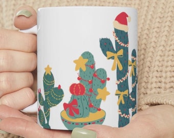 Desert Cactus Christmas Coffee Mug | Cactus Christmas Mug | Desert X-Mas Cup | Christmas Gift | White Elephant Gift | Gift for Her