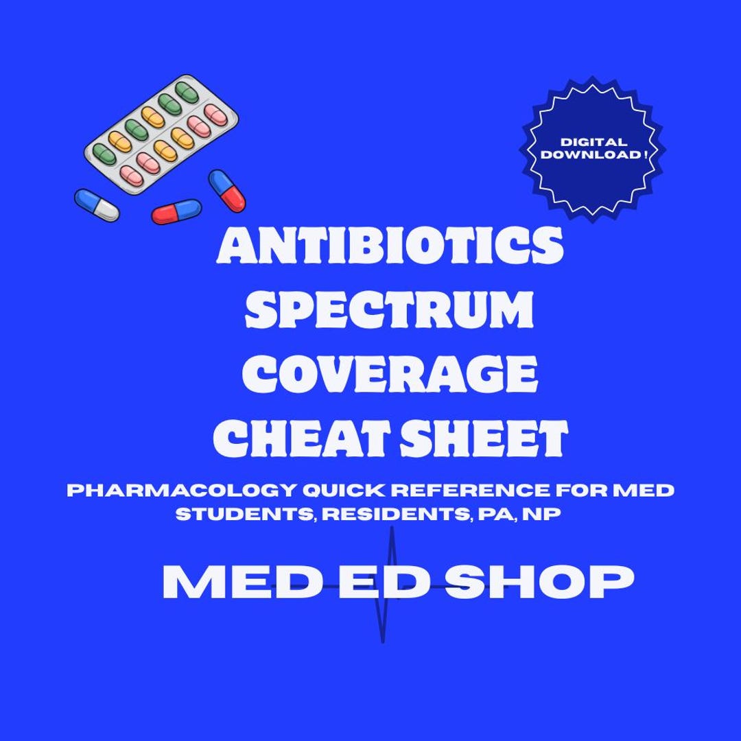Antibiotic Spectrum Coverage Cheat Sheet | Pharmacology Quick Reference ...