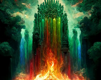 Emerald Throne in Heaven - Depiction 2, Biblical Art, Realistic Art, Rainbow Art, Fantasy Art