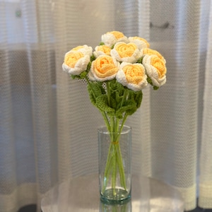 Crochet Rose Flower, Handmade Knitted Bouquet, Build Your Own Bouquet
