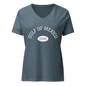 Camiseta de cuello en V relajada para mujer Golfo de México 1569