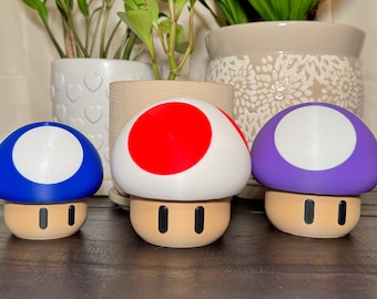 Mario Inspired Mushroom Head Screw Top Container