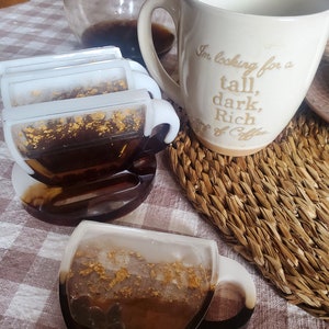 Coffee cup coasters coffee mug coasters shaker resin coaster set coffee lovers coffee shop barista coffee beans