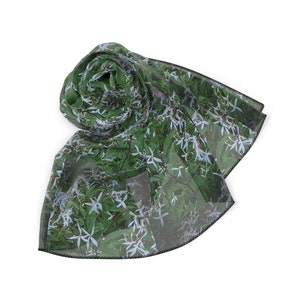 Starry white garden flowers chiffon Scarf