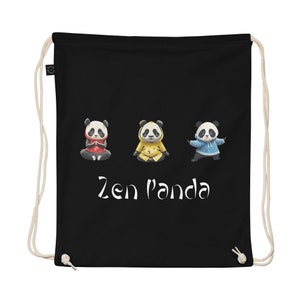 Zen Panda (trio) - Organic Cotton Drawstring Bag