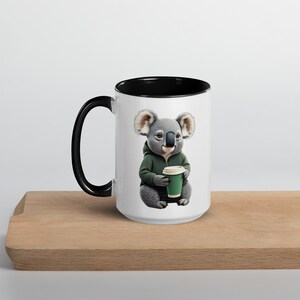 Café Critters : Waking Life - koala in green hoodie drinking coffee mug