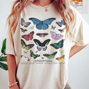 Vintage Comfort Colors® Named Butterfly Moth Arrangement Tee, CottageCore GoblinCore Shirt, Dark Academia, Science Entomology T-Shirt
