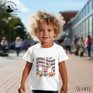 Retro Vintage Stay Spooky Groovy Ghost Toddler Shirt Birthday Gift Back to School First Day Halloween Fall Autumn Unisex T-Shirt Tee