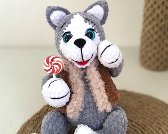 Crochet Pattern Plush dog husky English PDF file in English