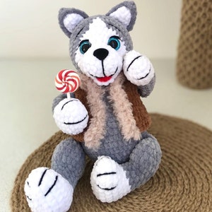 Häkelanleitung Plüsch Hund Husky Englisch PDF Datei in Deutsch