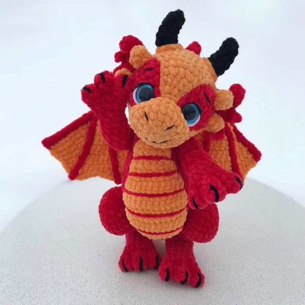 Crochet Pattern Plush Dragon amigurumi PDF file in ENG