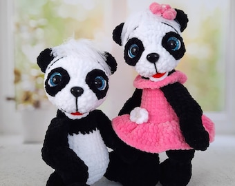 Modèle panda au crochet PDF en anglais, modèle amigurumi ours au crochet, tutoriel animaux faciles au crochet