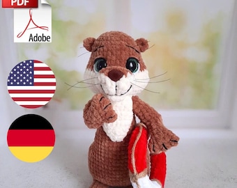 Crochet pattern otter amigurumi PDF file in ENG and German
